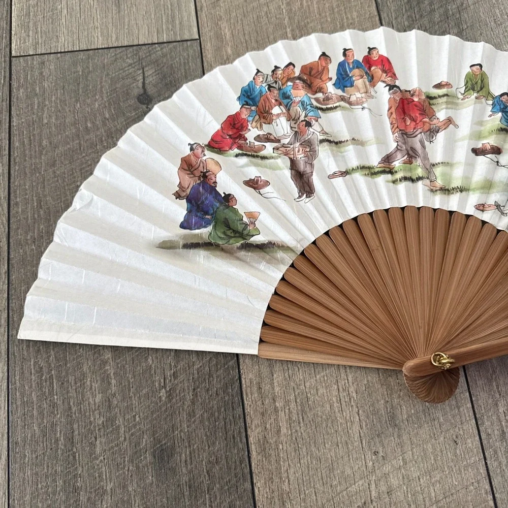 A Fan of Korea Ssireum Korean Wrestling Folding Fan Bamboo Paper Kim Hong-do Art